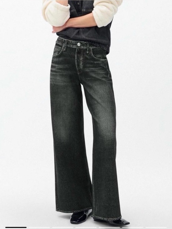 rag & bone Denim - rag & bone Miramar Printed Sweatpant Wide-Leg Jeans Cotton Medium Washed Black